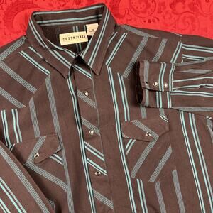 Cody James Shirt Mens XXL BLK Stripe‎ Pearl Snap Long Sleeve Button Up Western